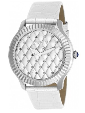 Invicta Womens Quilted Dial Watch Crocodile Pattern Leather Strap 40mm 22561